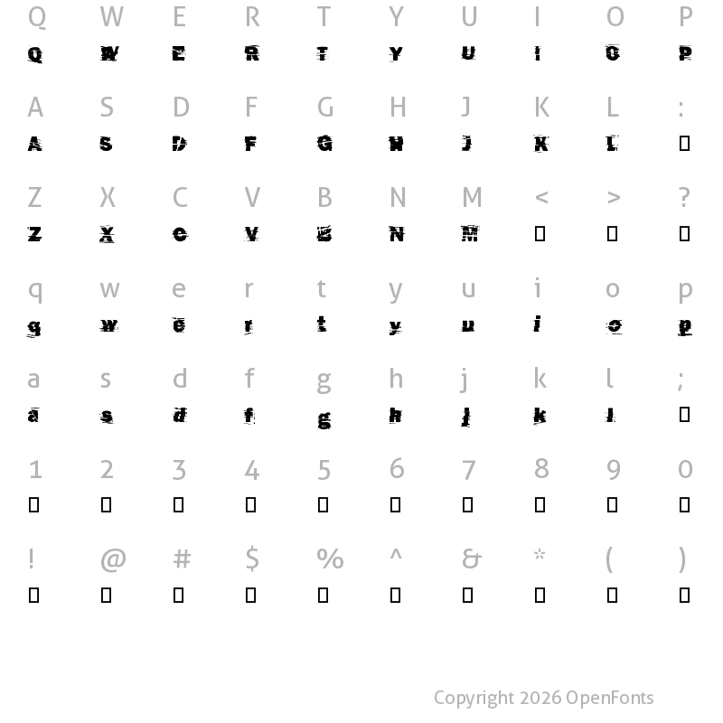 Character Map of cut n paste regular