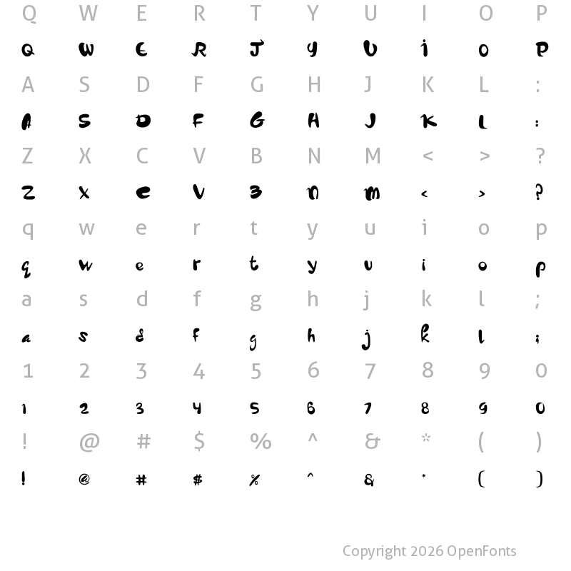 Character Map of cute peppy Regular