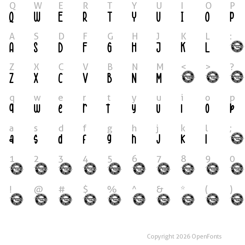 Character Map of Cute Playful Demo Regular
