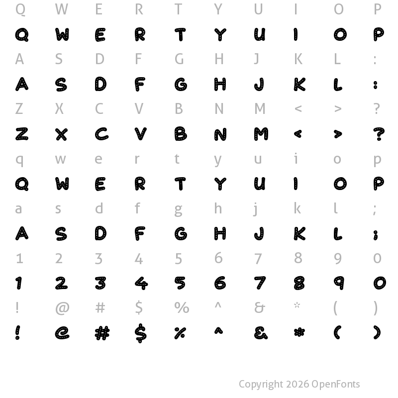 Character Map of Cute Stitch Regular