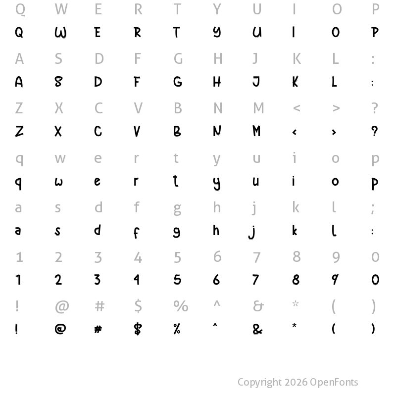 Character Map of Cutline Regular