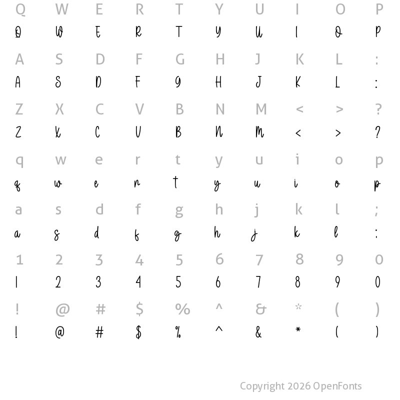 Character Map of Cutte Kitty Regular