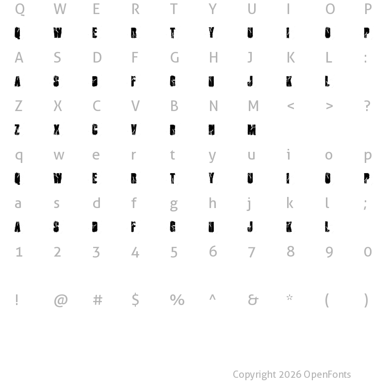 Character Map of cutter Regular