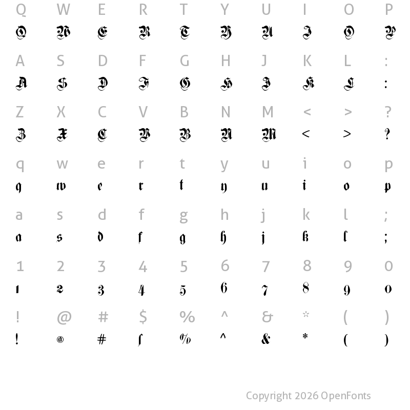 Character Map of CuxhavenTimes Regular