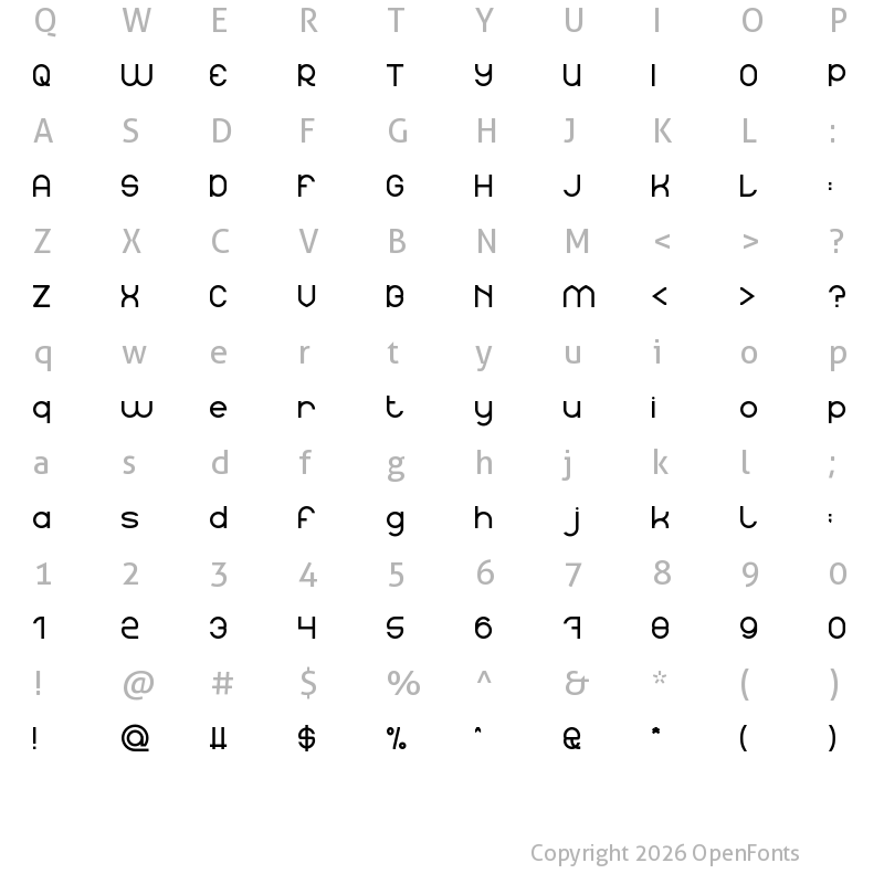Character Map of CYBORG Regular