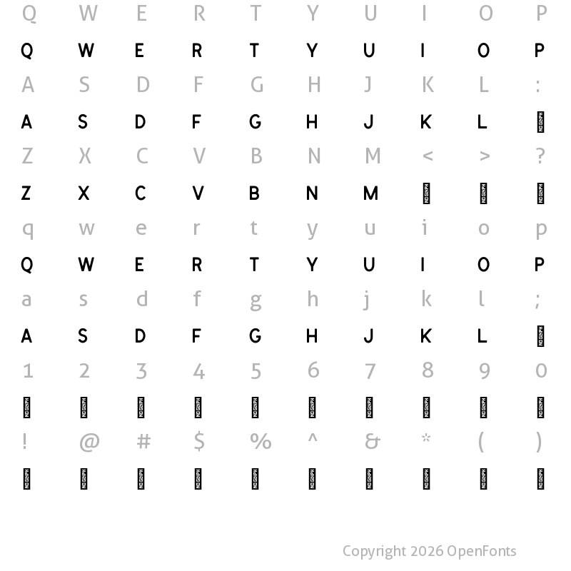 Character Map of Cymbria Bold Rounded