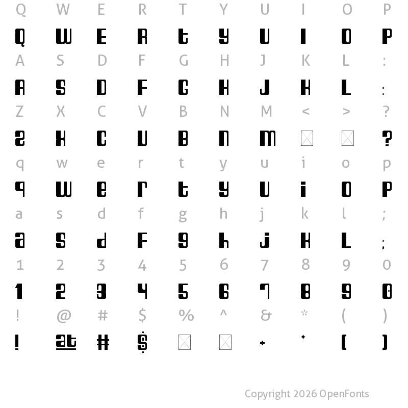 Character Map of Cyrano Regular