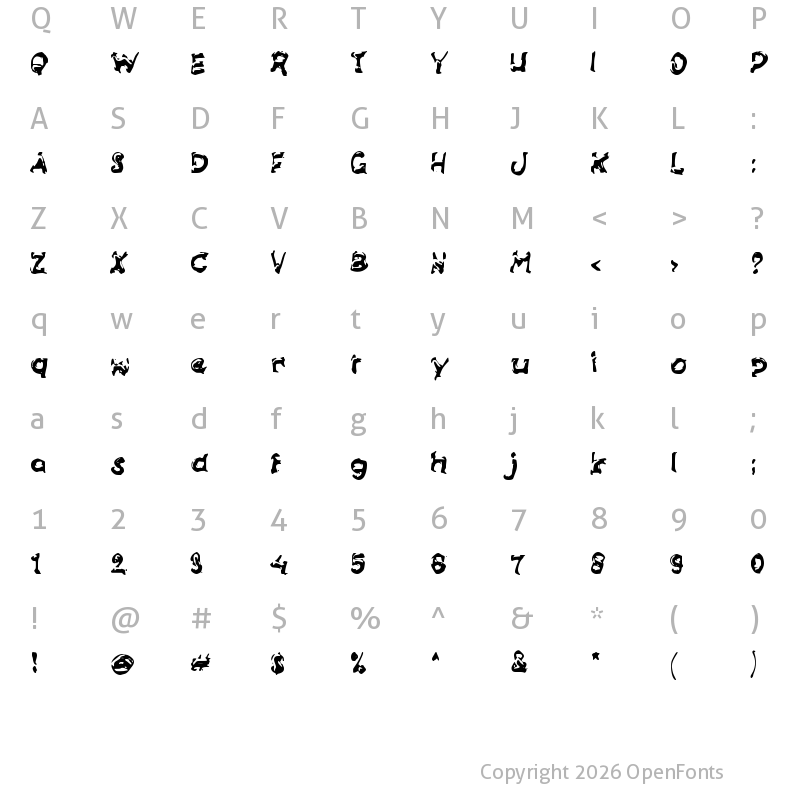 Character Map of d Dwilut Regular