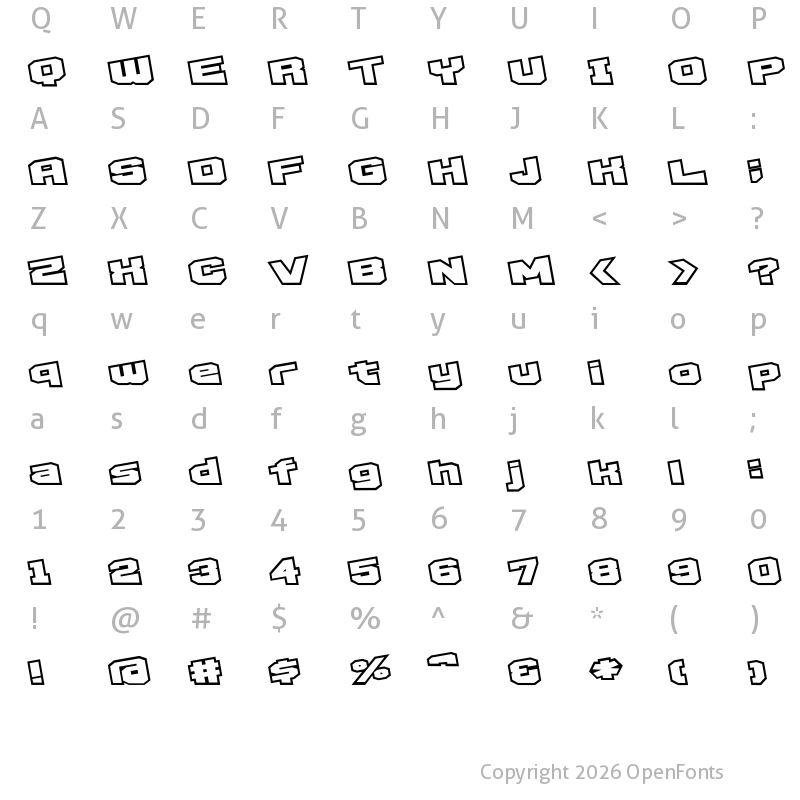 Character Map of D3 Egoistism outline extra Regular