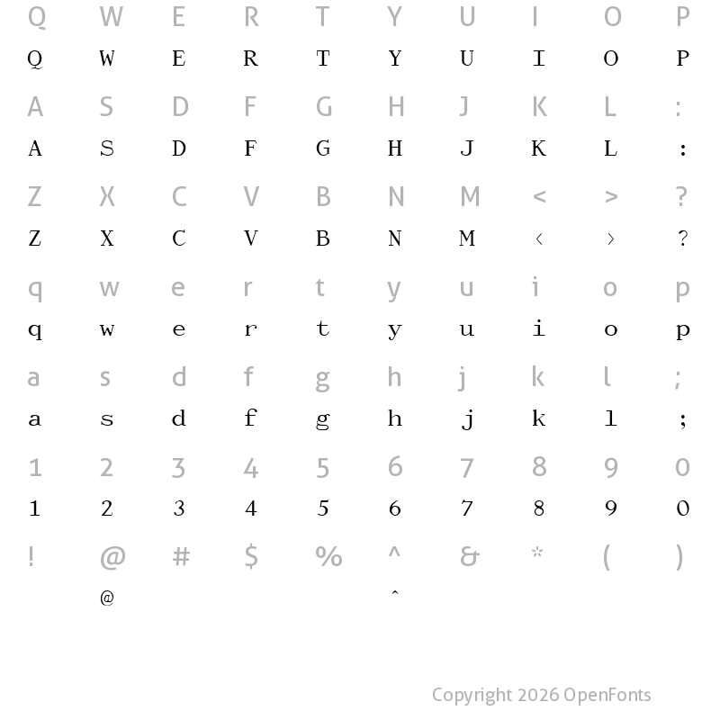 Character Map of Dactylographe (Unregistered) Regular