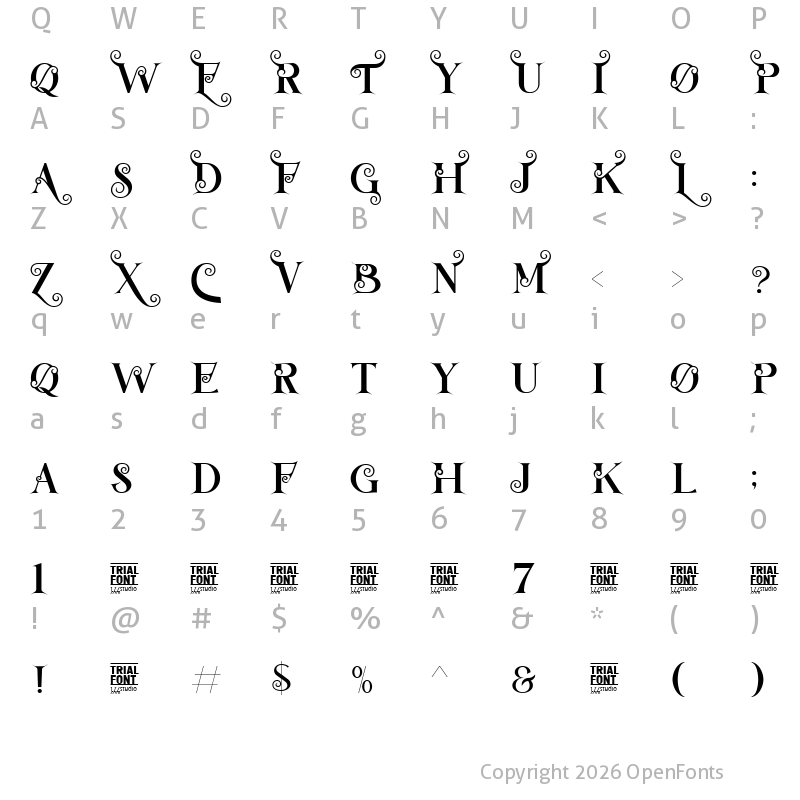 Character Map of Daesang Brothers Demo Regular