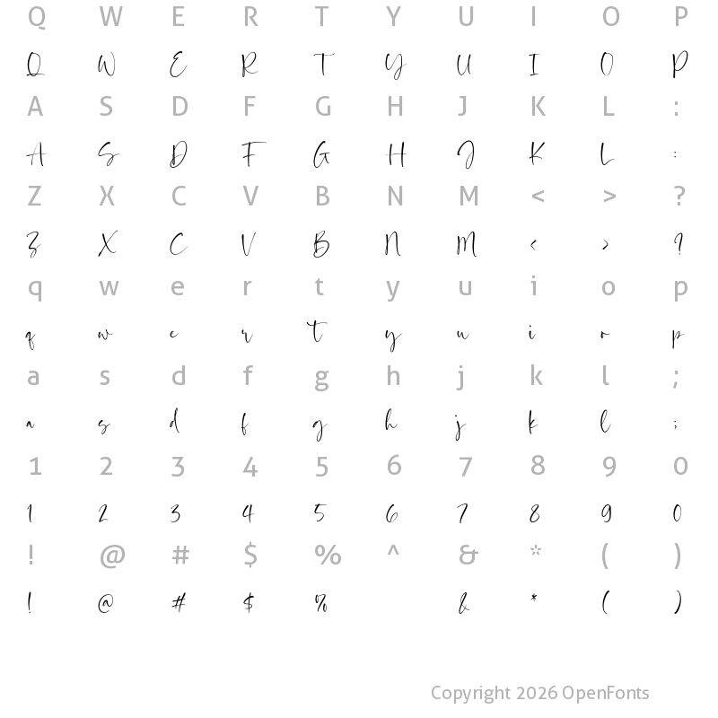 Character Map of Daffodil Kingdom Regular