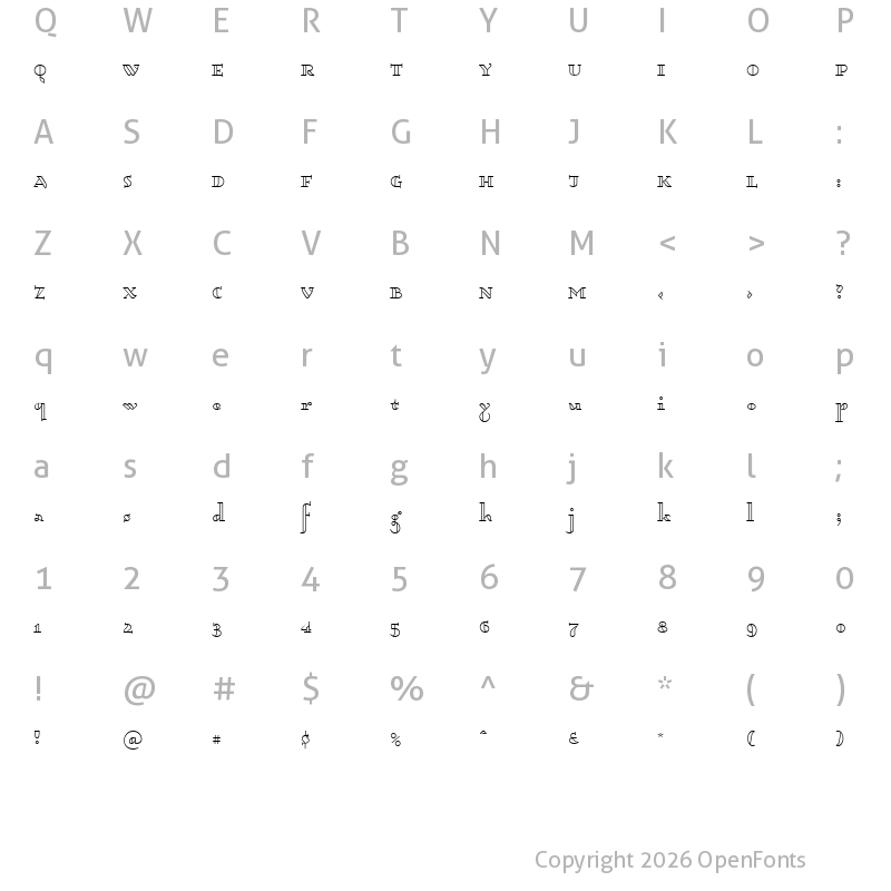 Character Map of Dagerotypos Medium