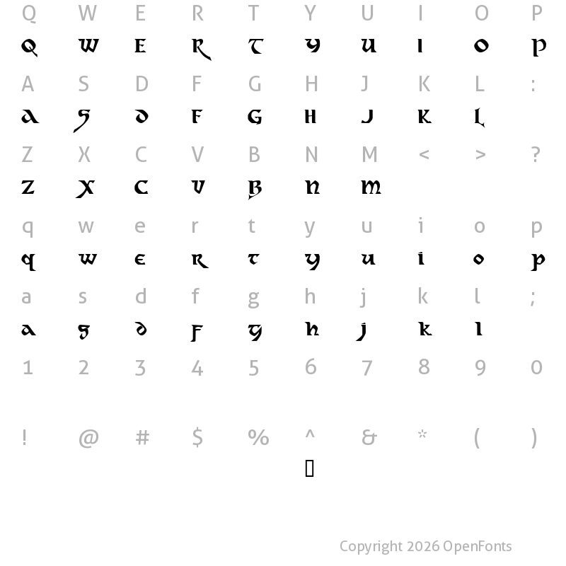 Character Map of Dahaut Regular