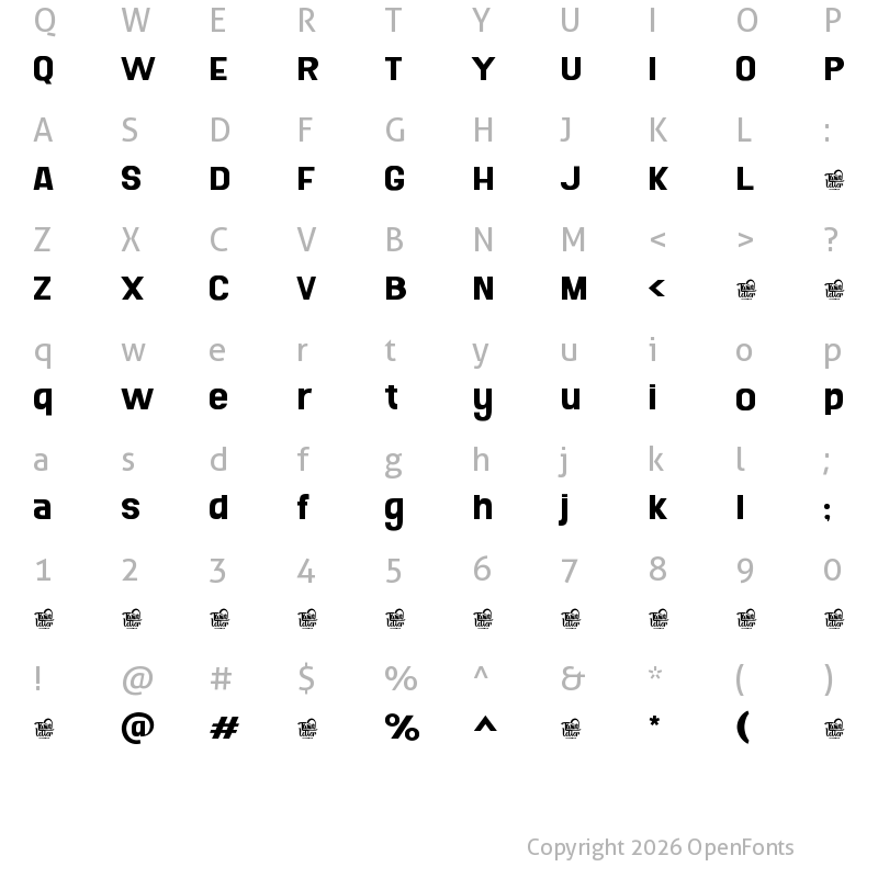 Character Map of Dahyu Personal Use Bold