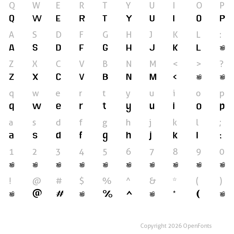 Character Map of Dahyu Personal Use Thin