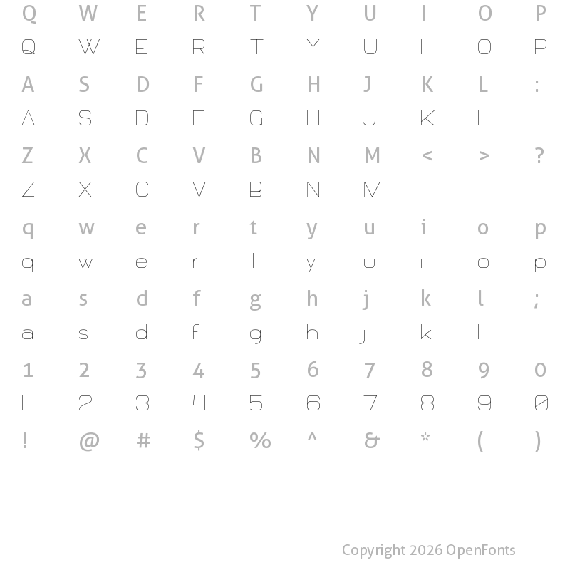 Character Map of Daiichi Regular