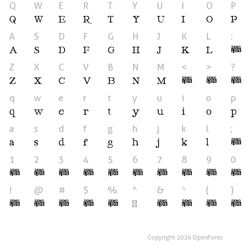 Character Map of Daily Reading Color Regular