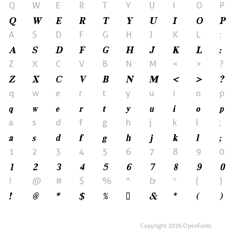 Character Map of DailyPlanet BlackItalic