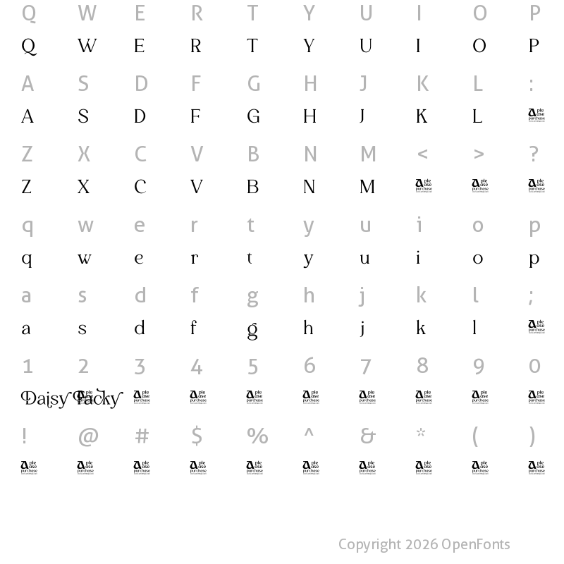 Character Map of Daisy Tacky Regular