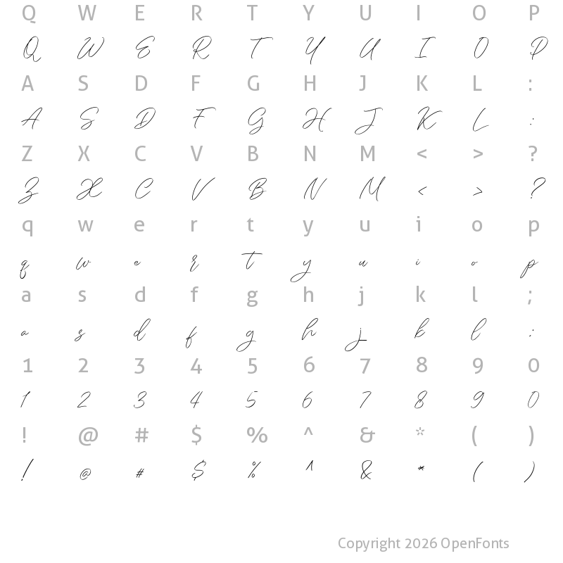 Character Map of Daisyrain Regular