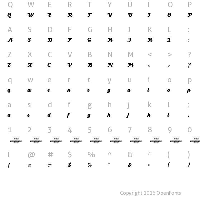 Character Map of Dakota Motors PERSONAL USE Regular