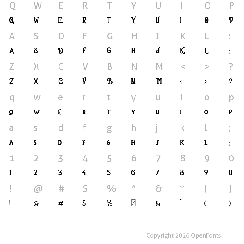Character Map of Dakota Regular
