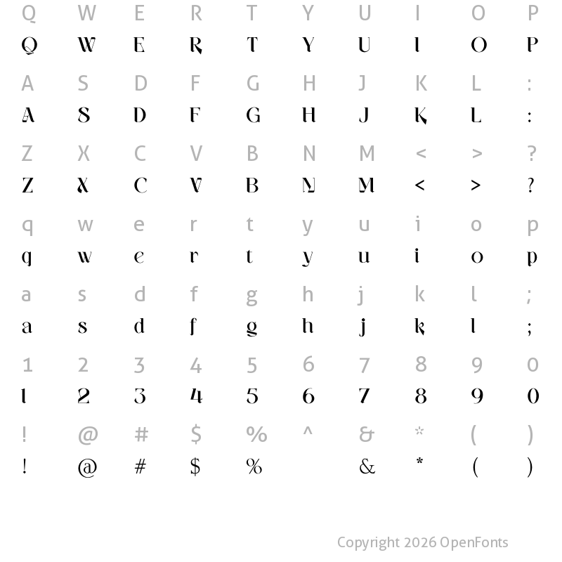 Character Map of Dalfitra Regular