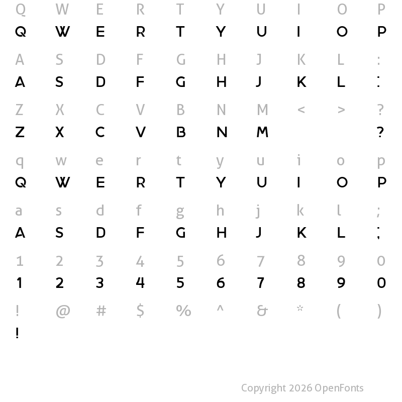 Character Map of Dalia Regular