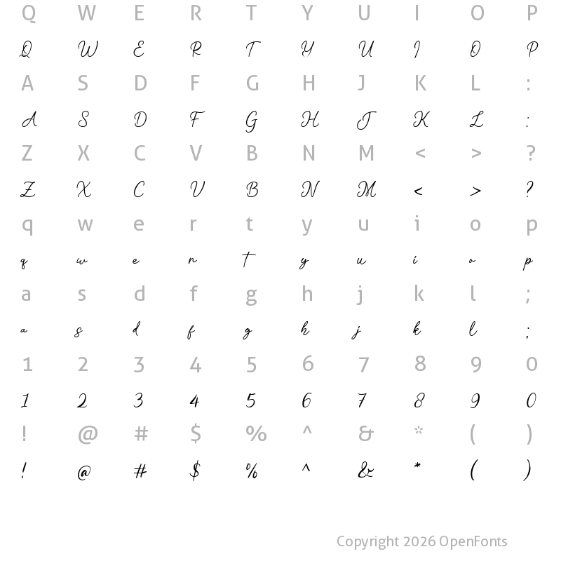 Character Map of Dalion Stream Regular