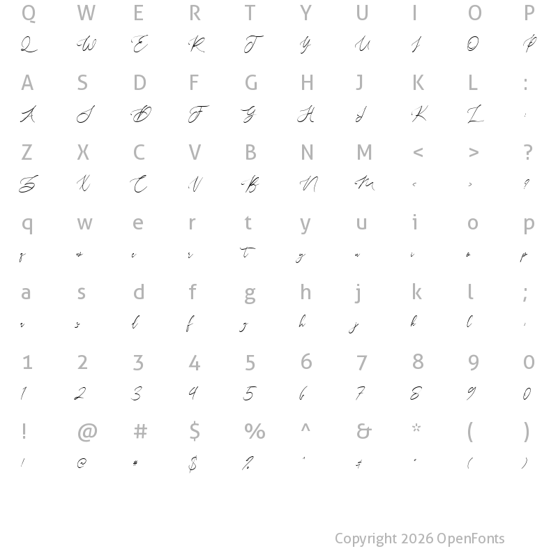 Character Map of Dalton gardens Regular