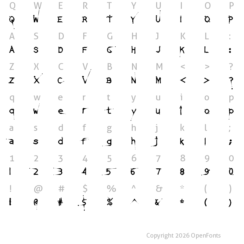 Character Map of DamagedSataLightExtended Regular