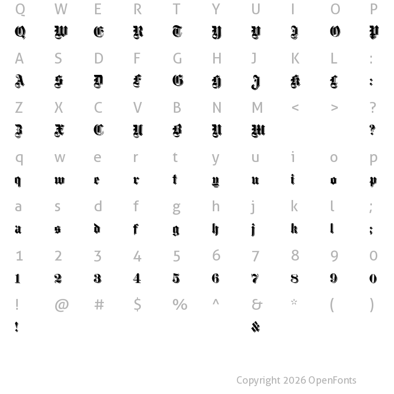 Character Map of Dampfplatz Shadow Black