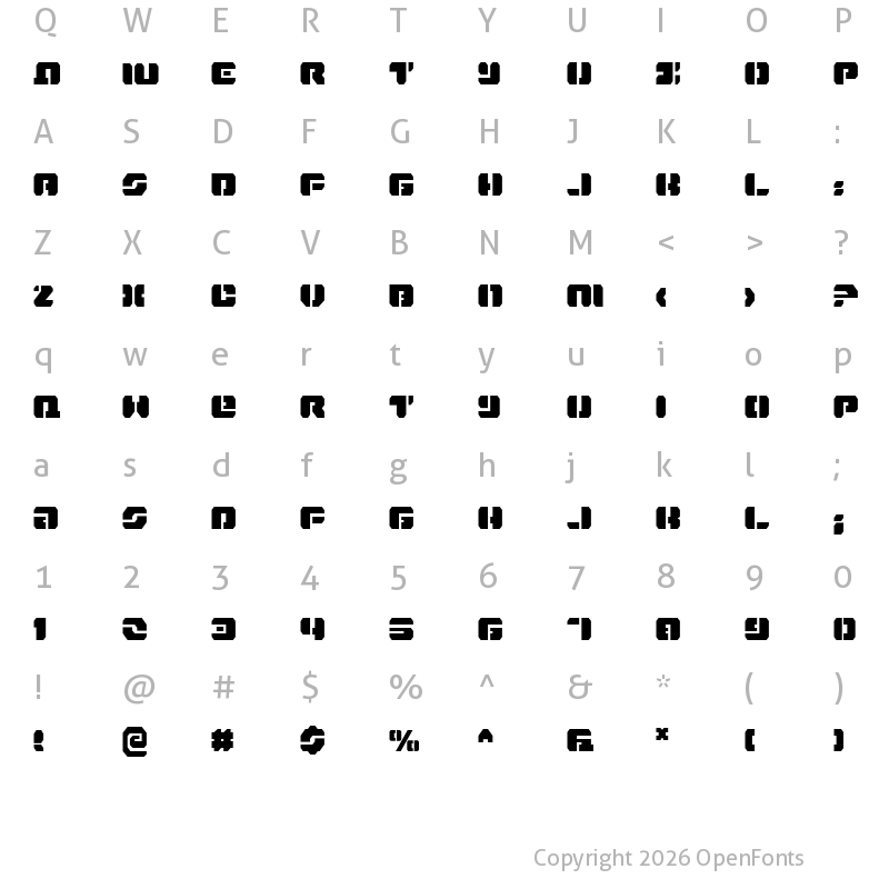 Character Map of Dan Stargate Condensed Condensed