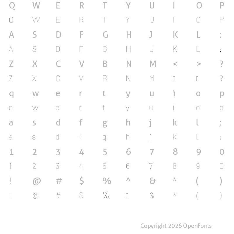 Character Map of dana thin