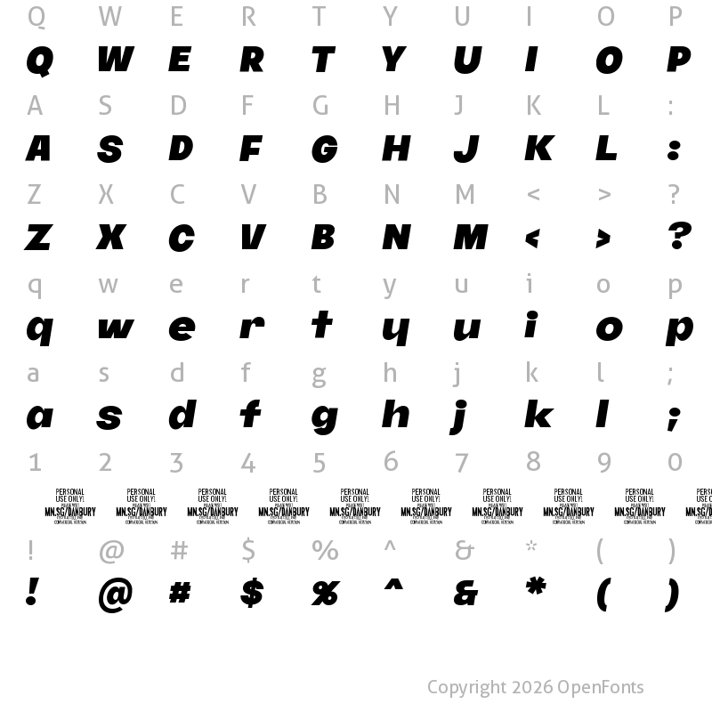 Character Map of Danbury PERSONAL USE Regular