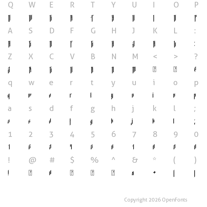 Character Map of Dancing_DL1.0 Regular