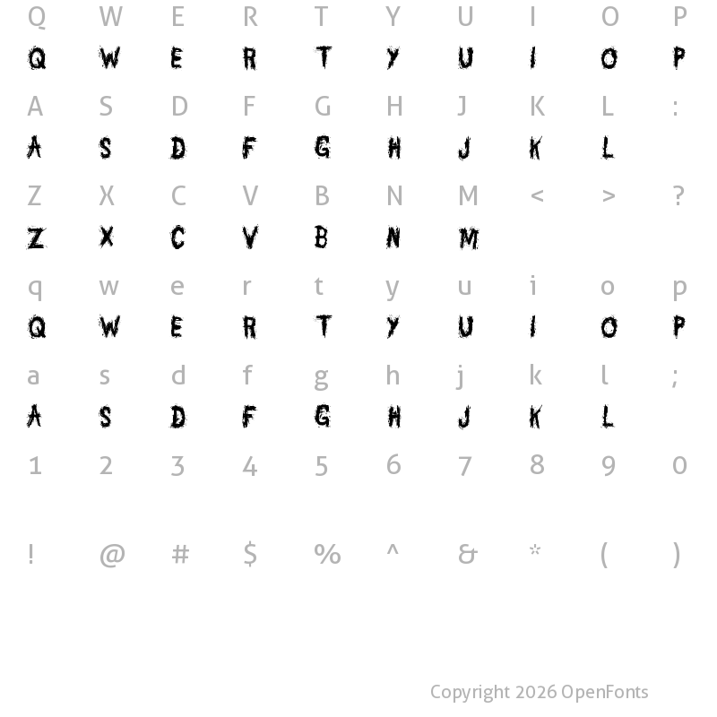 Character Map of Danny Varefella Regular