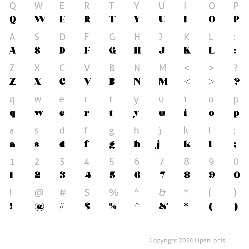 Character Map of Danver Bridget Regular