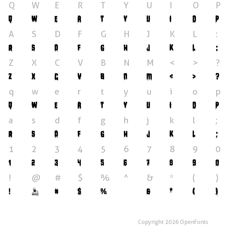 Character Map of Dark Flowers Garden Regular