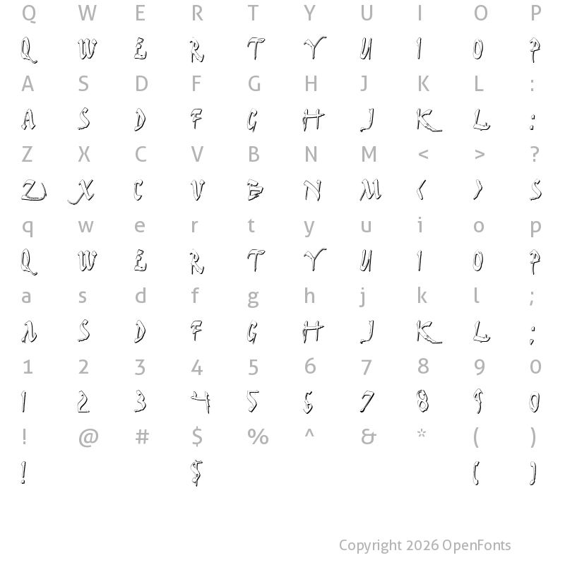 Character Map of Dark Horse Shadow Shadow