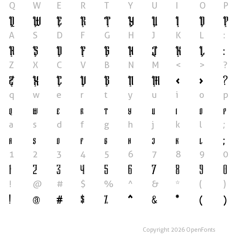 Character Map of Dark Magic Regular