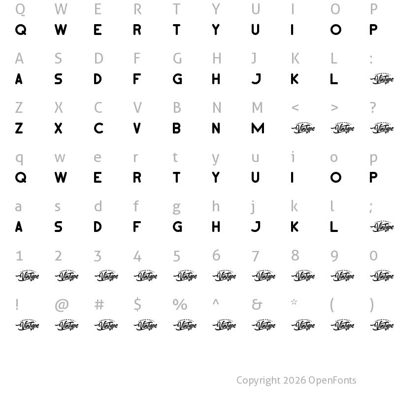 Character Map of Dark Mocha Demo Bold