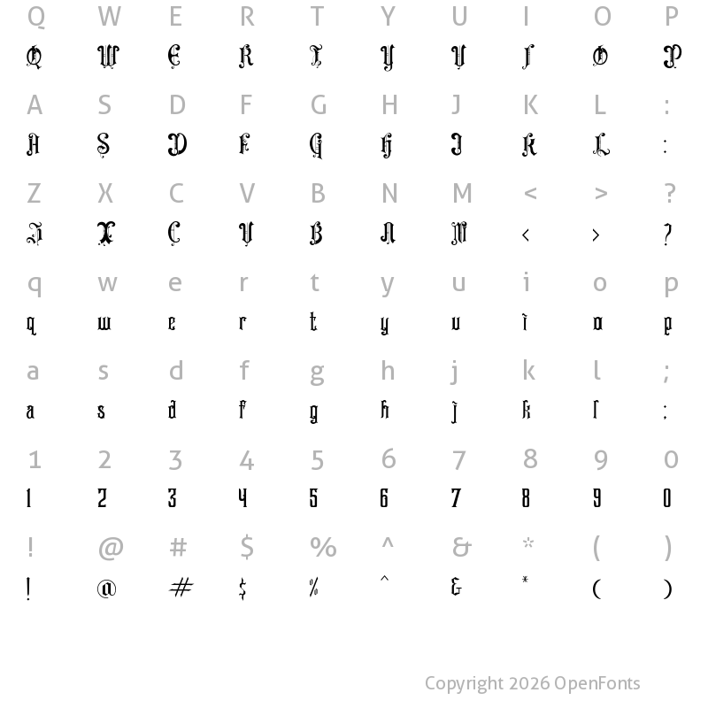 Character Map of Dark power Regular