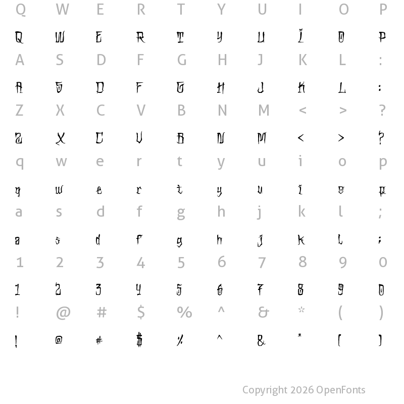 Character Map of Dark Scratch Regular