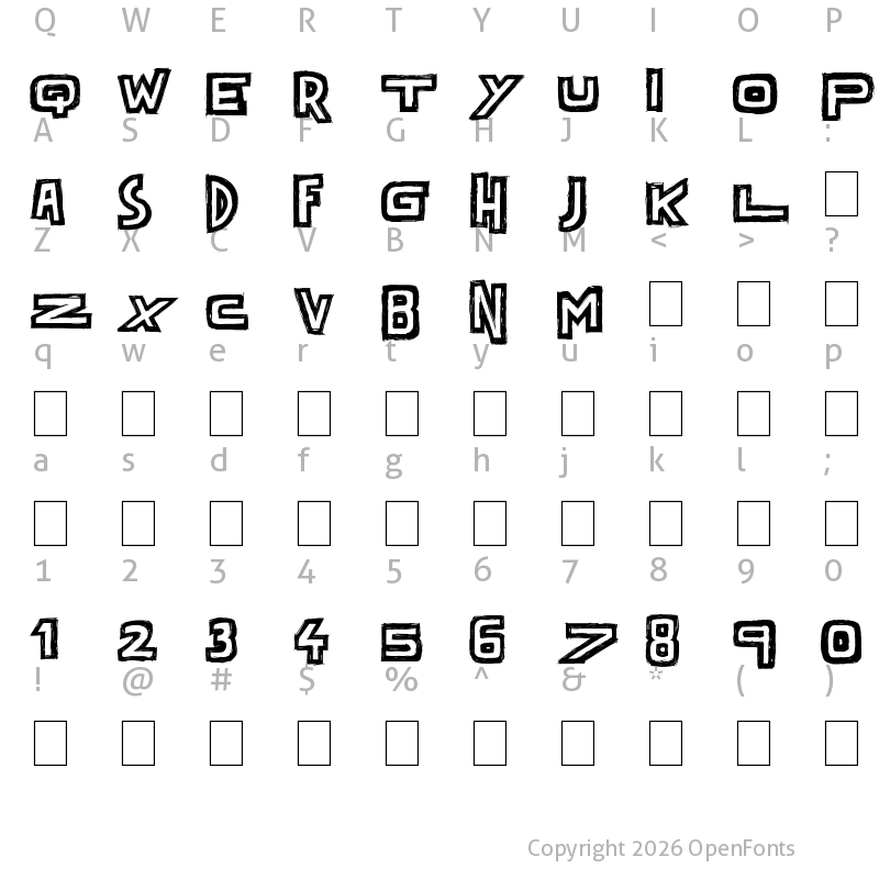 Character Map of Dark Times Regular