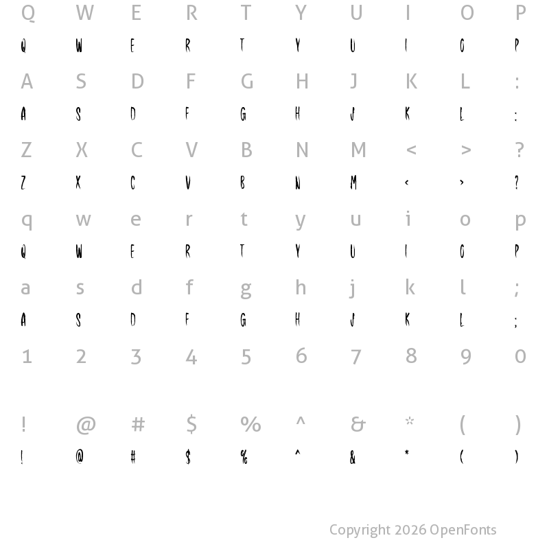 Character Map of Darkening Regular