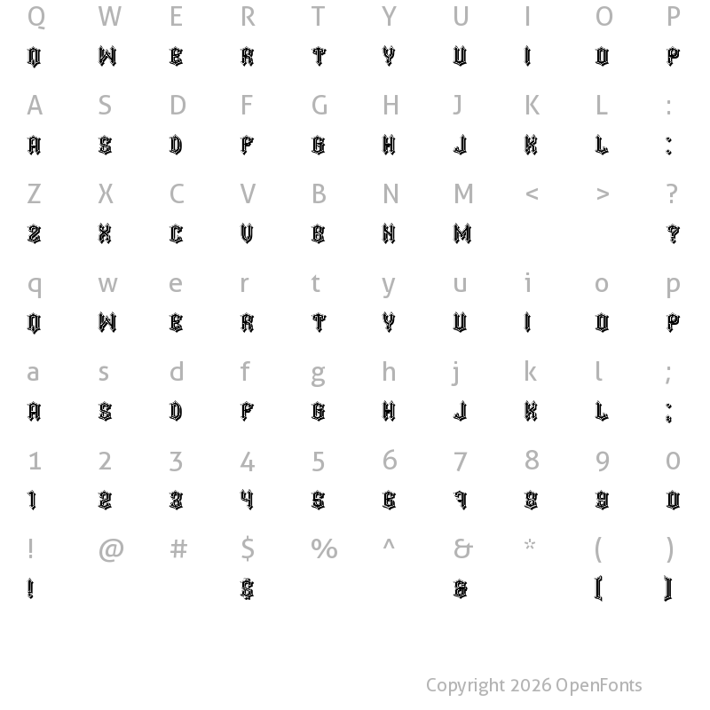 Character Map of Darker Regular