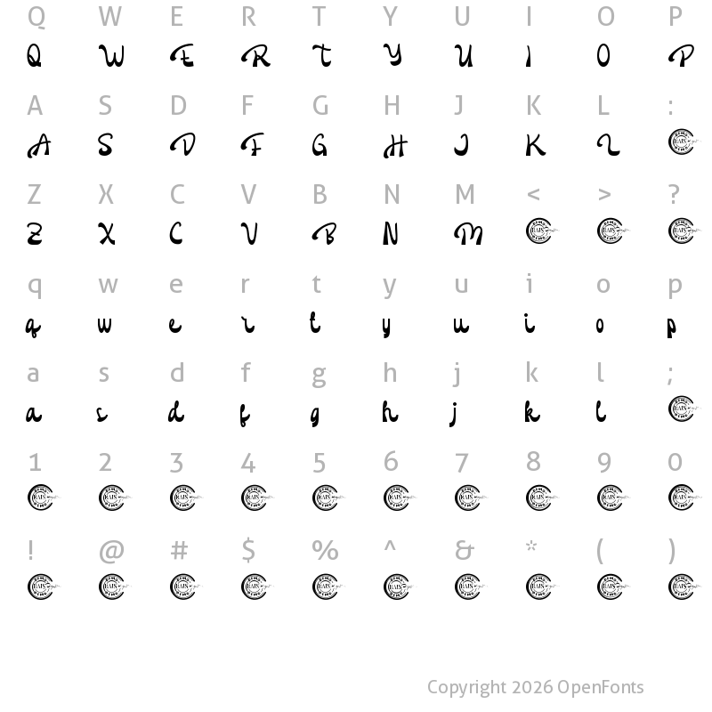 Character Map of Darkish Demo Regular