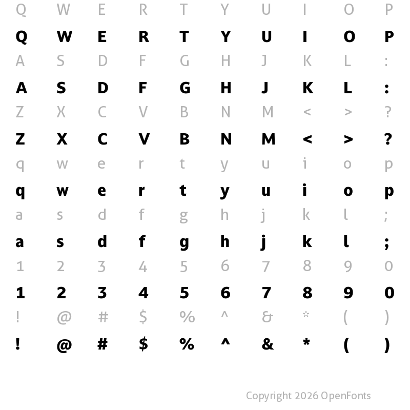 Character Map of Darkmode Off CC Hebr XBold